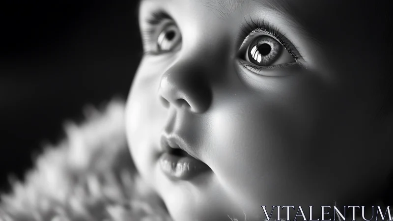 Monochromatic Child Portrait: High Contrast Rendering with Exceptional Eye Detail and Dynamic Expres