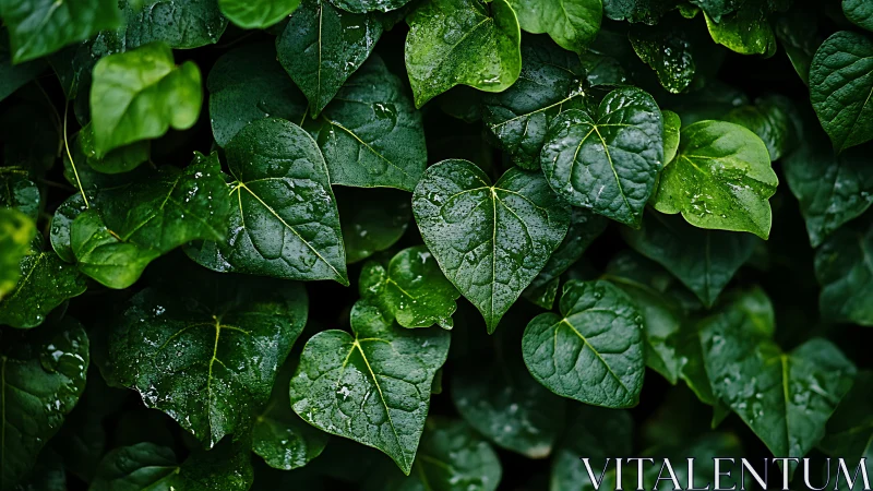Dense cluster of heart-shaped green leaves in shade.