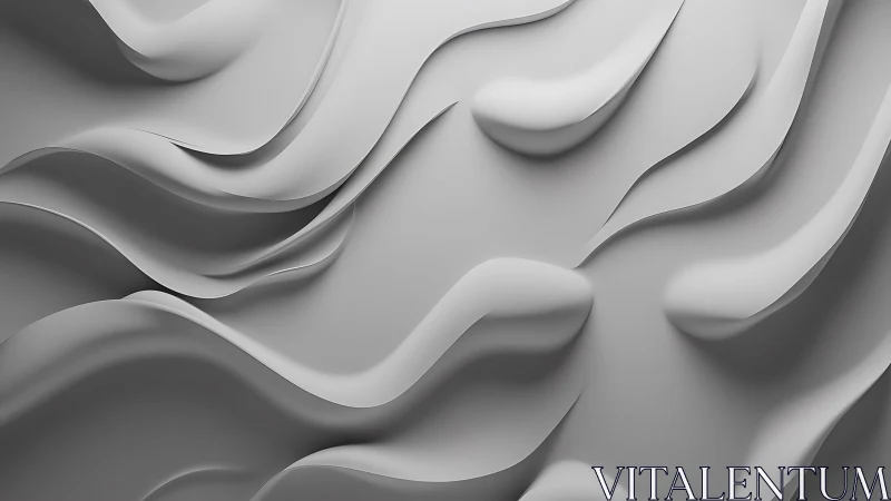 Flowing Abstract 3D Waves in Minimalist Monochrome Style.
