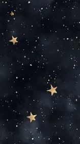 Gold star shapes scattered across dark night background.