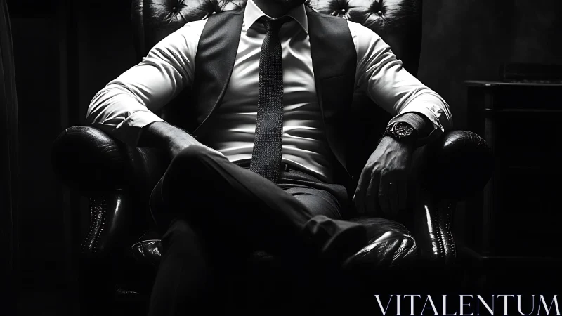 Monochrome executive portrait isolates power through chiaroscuro