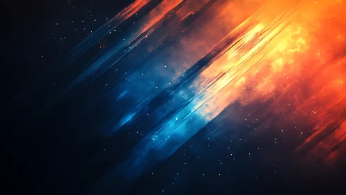 Diagonal cosmic light streaks in abstract digital painting.