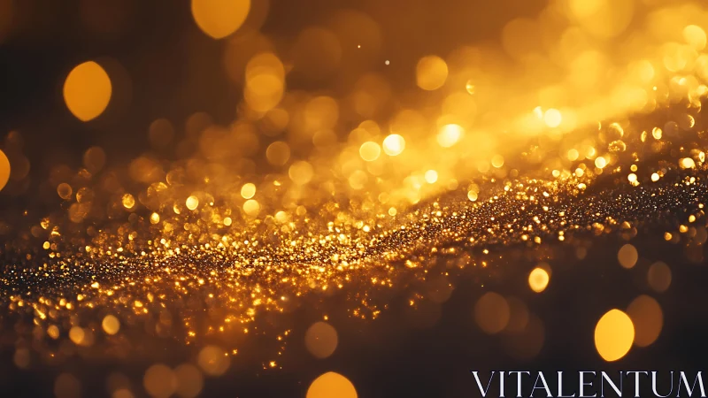 Glittering Gold Bokeh Abstract Background with Warm Light Effects.