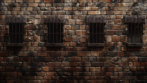 Weathered brick windows holding stories in their rusted bars.