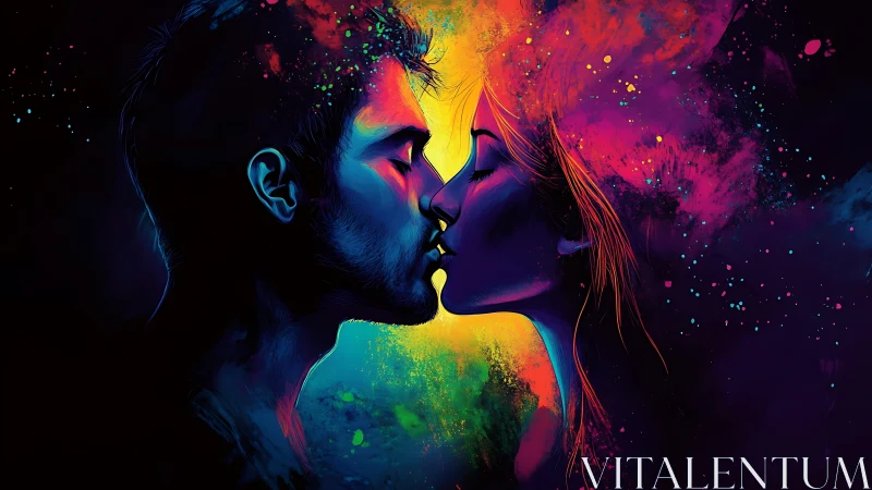 Cosmic Connection: A Love Painted in Neon Light.