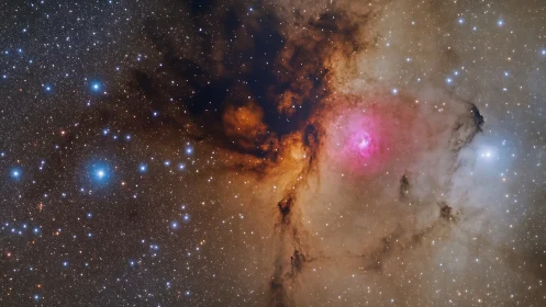 Color-rich nebula complex with dense starfield backdrop.