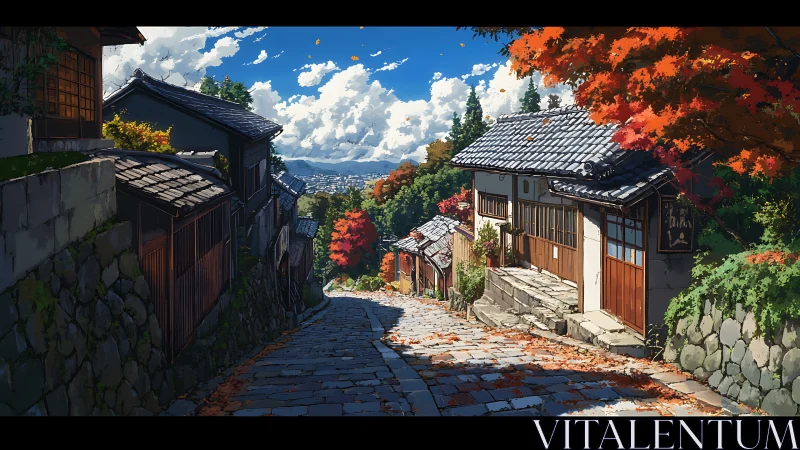 Stone hilltown leans into autumn light and distant clouds