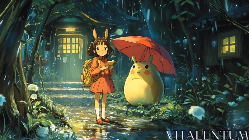 Rainlit forest pause crowns child and creature with wonder