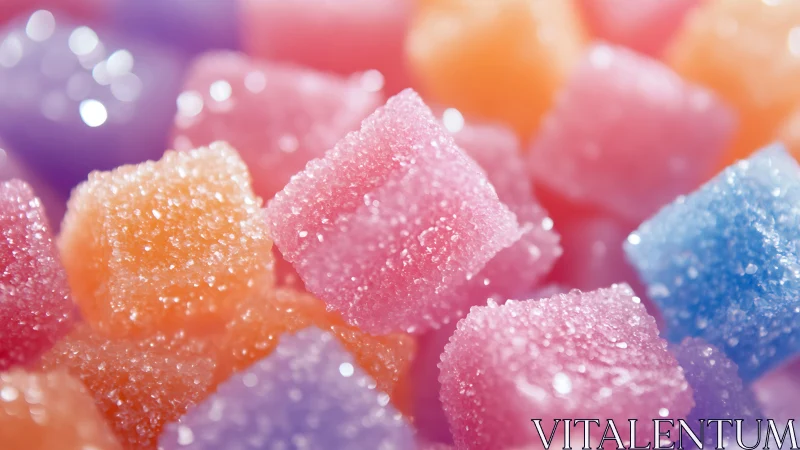 Colorful Sugar-Coated Candies Glistening with Crystalline Sparkle.