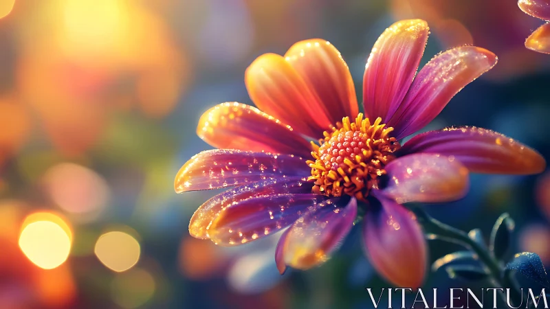 Radiant Cosmos Flower With Dewdrop Detail.