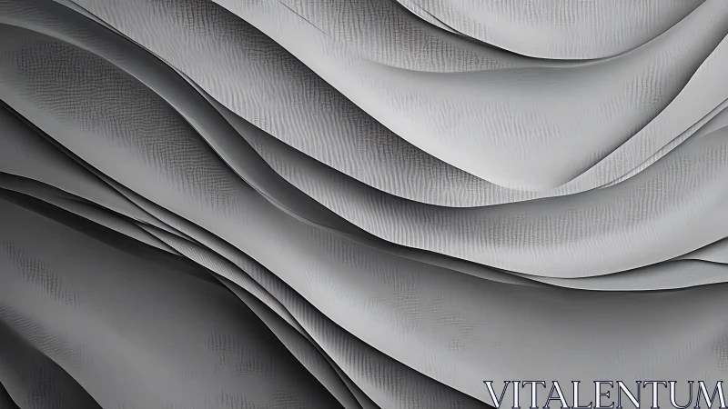 Elegant Abstract Waves in Grayscale Minimalist Digital Art.