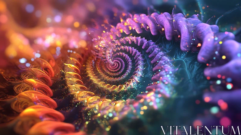 Neon fractal spiral with glowing organic textures.
