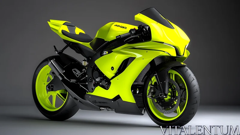 Neon yellow superbike with aerodynamic race fairing design.