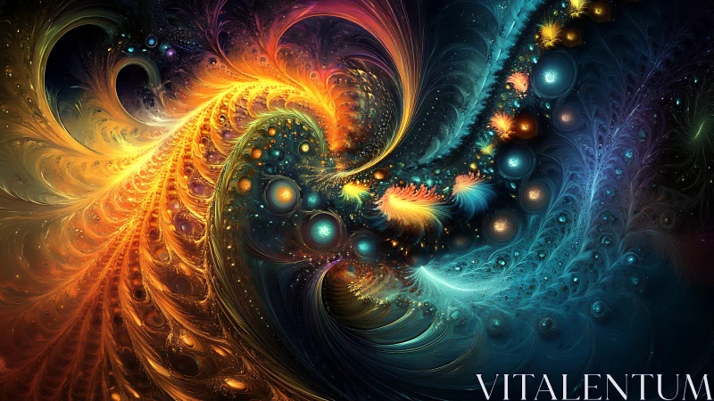 Fractal nebula vortex with radiant chromatic spiral dynamics.