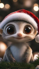 Photorealistic Christmas critter portrait with bokeh lighting.