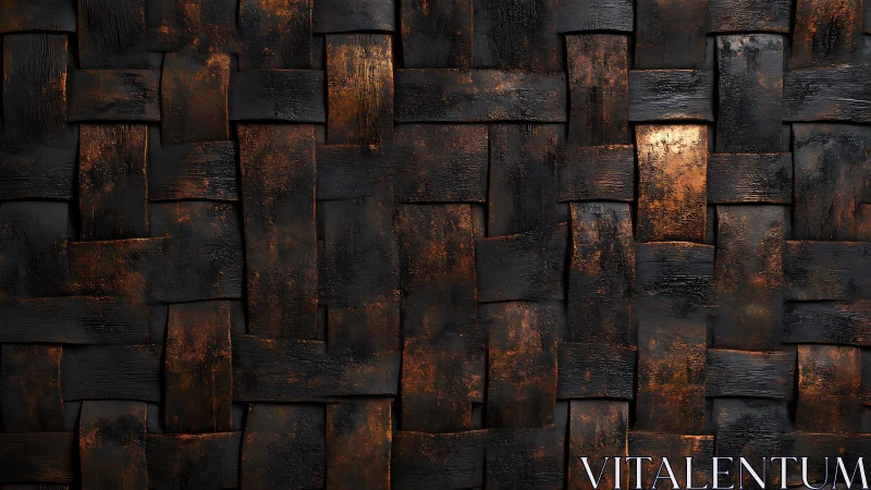 Woven metallic textured pattern with dark bronze and black finish.