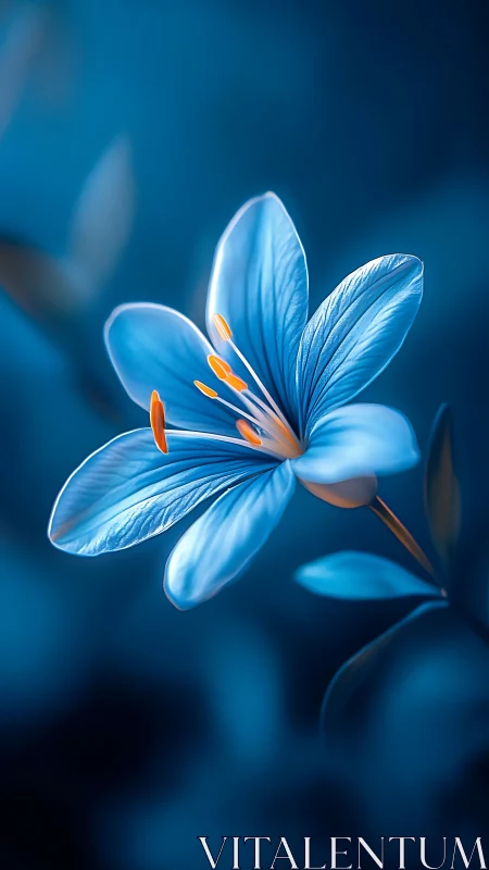 Blue Floral Petals with Orange Stamens - Backlighting Study