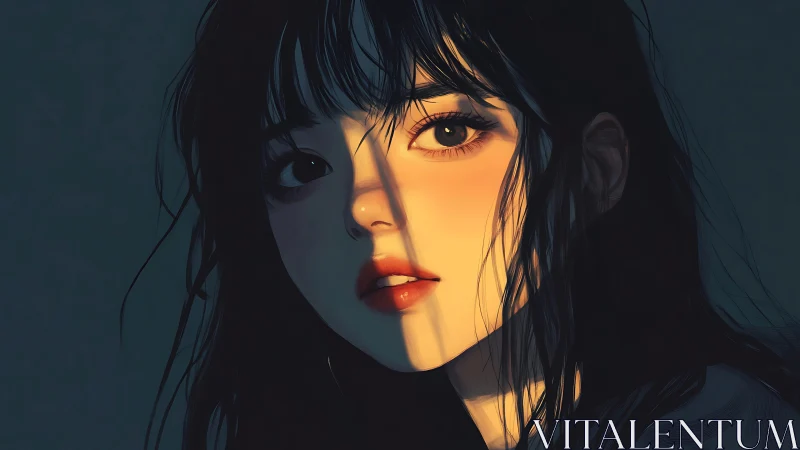 Soft sunset gaze through a quiet slice of shadowed light.