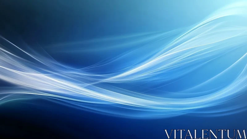 Glowing azure light trails sweeping across deep blue field.