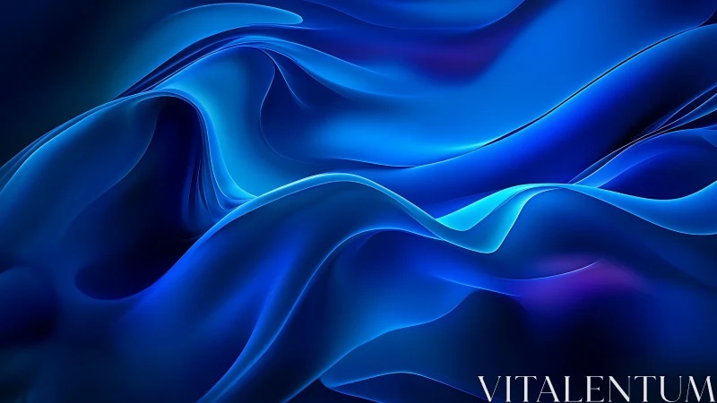Midnight sapphire waves folding in electric silk flow.