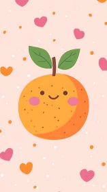 Smiling orange cutie with hearts and happy pastel vibes.