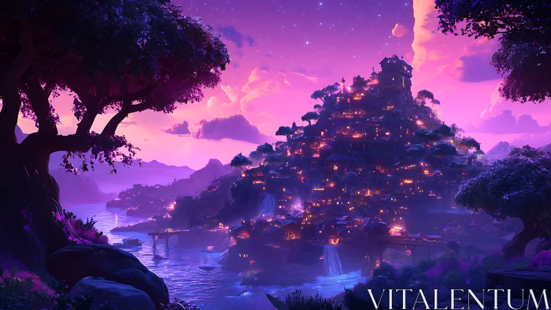 Luminescent Citadel Emerges: Twilight Among Ancient Ruins.