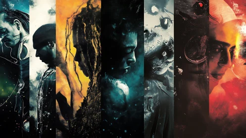 Fragmented side profiles reveal moody cinematic portraits