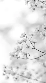 Delicate Petals Dance Through Monochrome Mist.