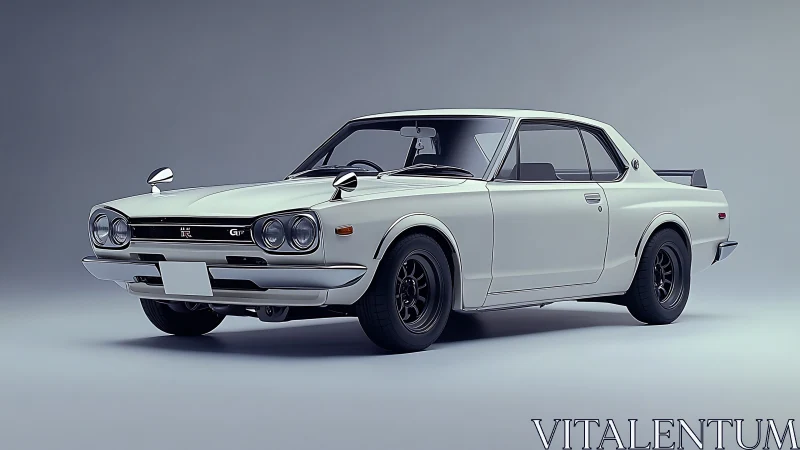 Vintage white coupe rendered in crisp studio lighting.