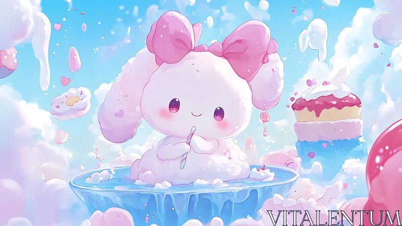 Adorable Cloud Character in Whimsical Sky Setting