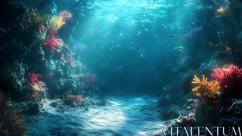 Sunlit coral garden welcomes gentle life beneath the sea