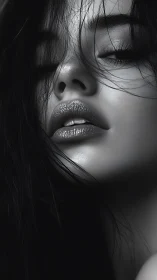 Luminous monochrome portrait with sensual close-up gaze.