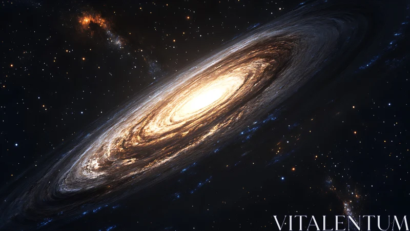 Spiral galaxy core glows within dense rotating star field