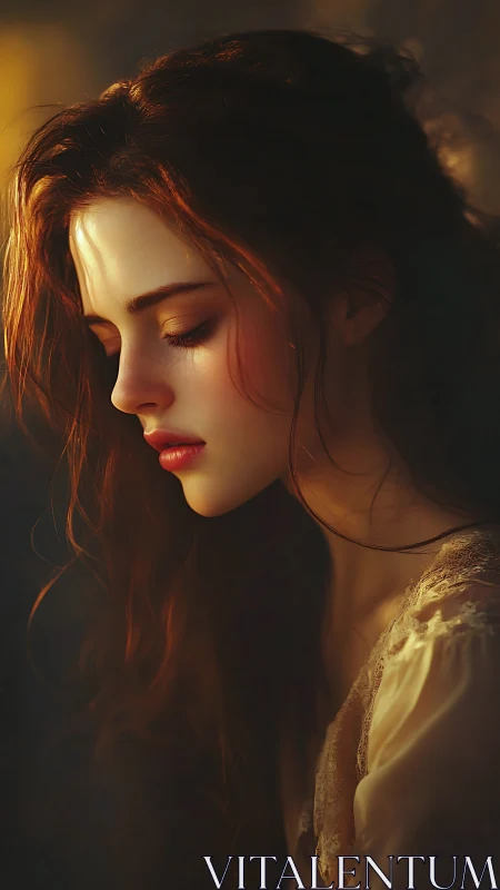 Soft golden portrait of quiet evening daydreaming.