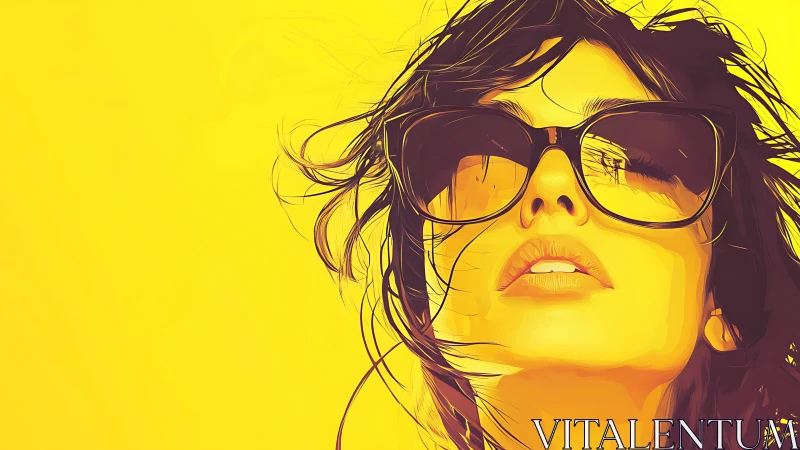 High-contrast vector portrait of woman in oversized sunglasses