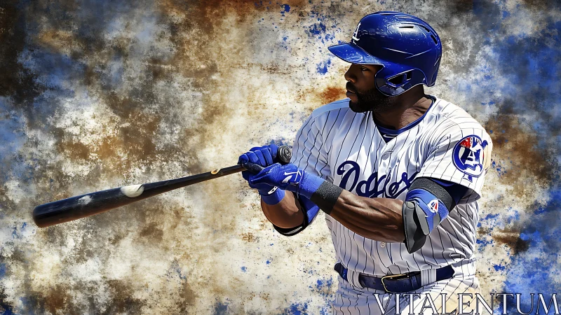 Power hitter freezes time in electric paint spatter swing.