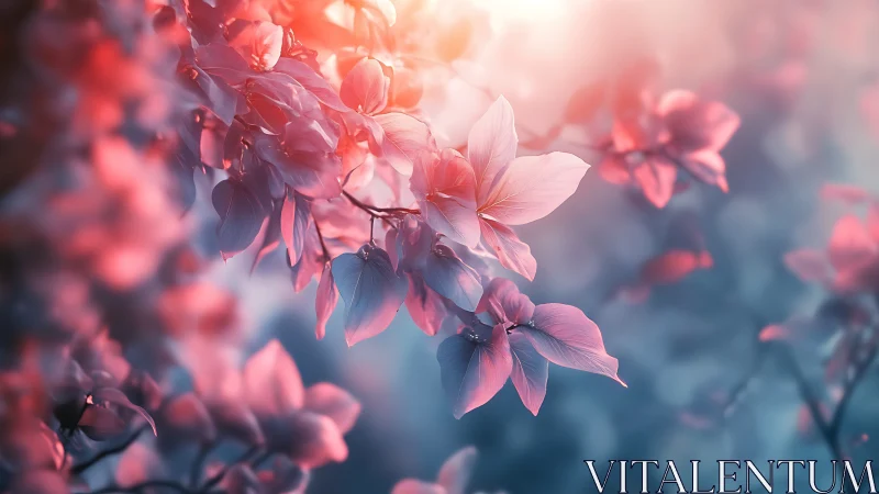 Backlit Pink Flowers Dissolving Into Soft Focus Haze