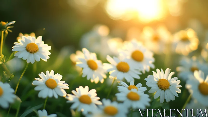 White and yellow daisies photographed with shallow depth of field