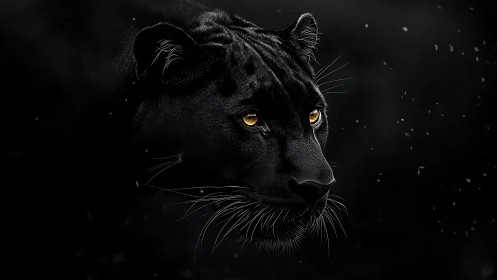 Black Panther Portrait: Luminous Golden Eyes Against Darkness.