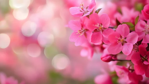 Pink Blossoms with Bokeh Background Spring Garden.