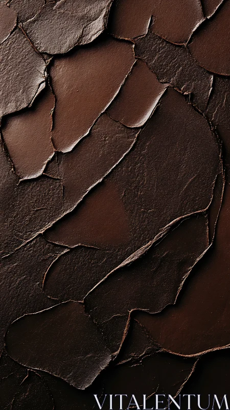 Dark chocolate shards create cracked textured surface