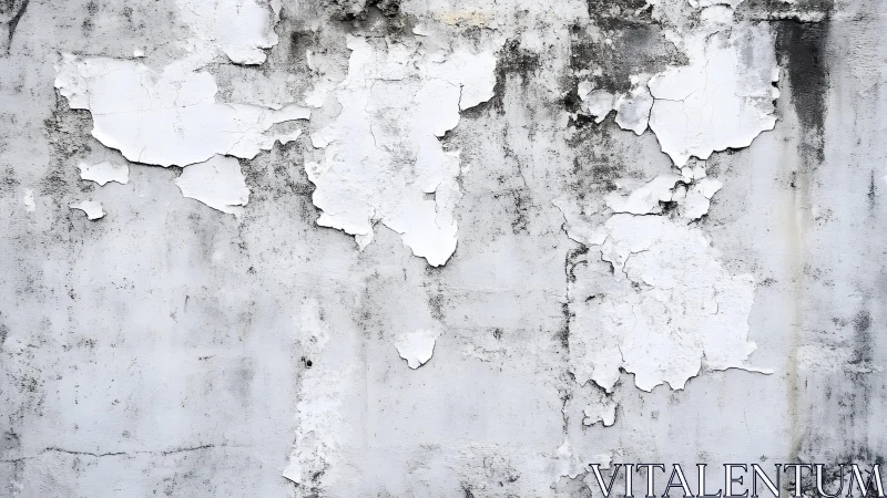 Weathered wall with peeling white paint and distressed texture.
