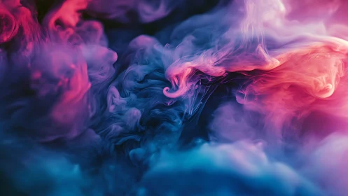 Colored smoke plumes form layered gradients in soft focus