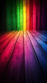 Rainbow floorboards quietly rehearse a technicolor encore