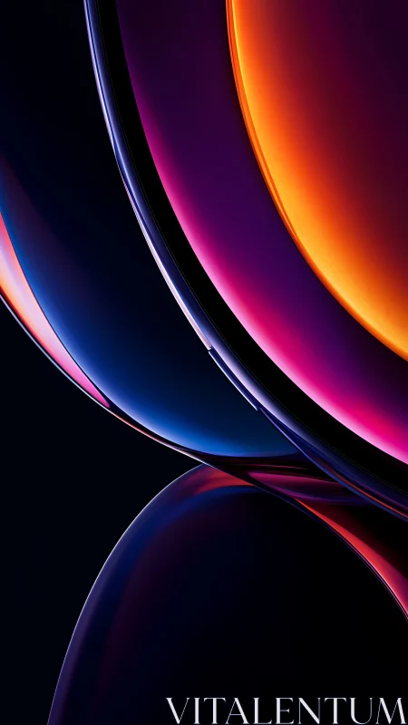 Curved luminous bands intersect with saturated neon gradients