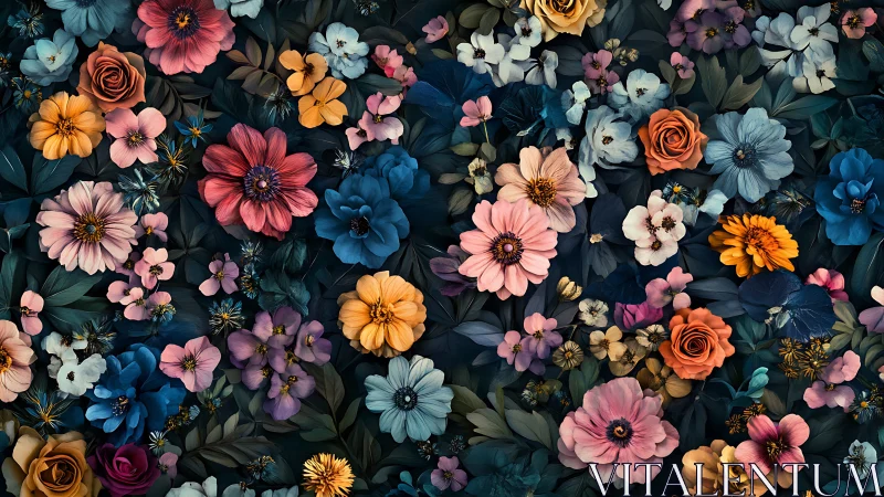 Midnight Garden Erupts: Blooms Dance Across Obsidian Canvas