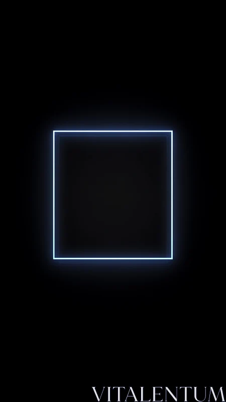Luminous neon square frame renders soft blue edge glow gradients
