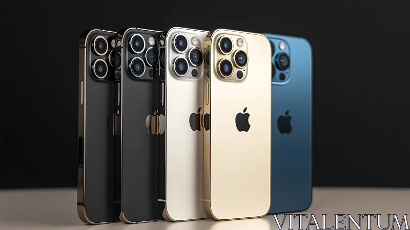iPhone 12 Pro models arranged showing color options and camera systems.