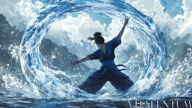 Water dancer summons a powerful swirling ocean circle.