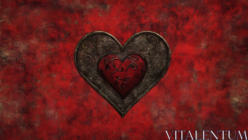 Ornamental Heart Form with Nested Metal Framework and Baroque Filigree Detailing